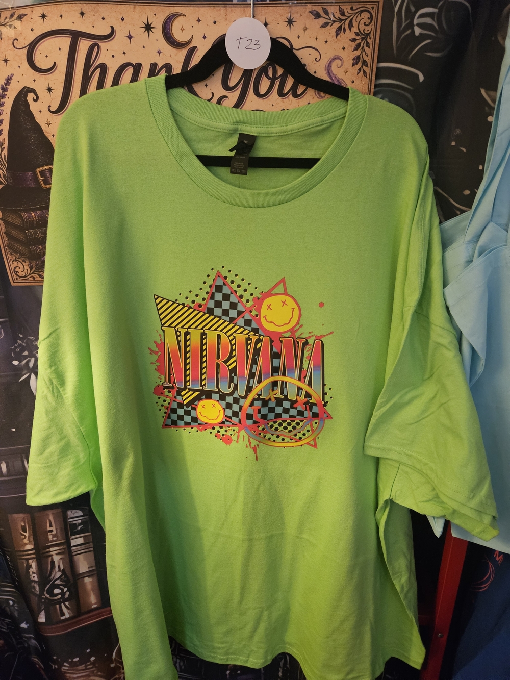 NIRVANA Unisex Neon Lime Graphic Tee with Multicolor Print